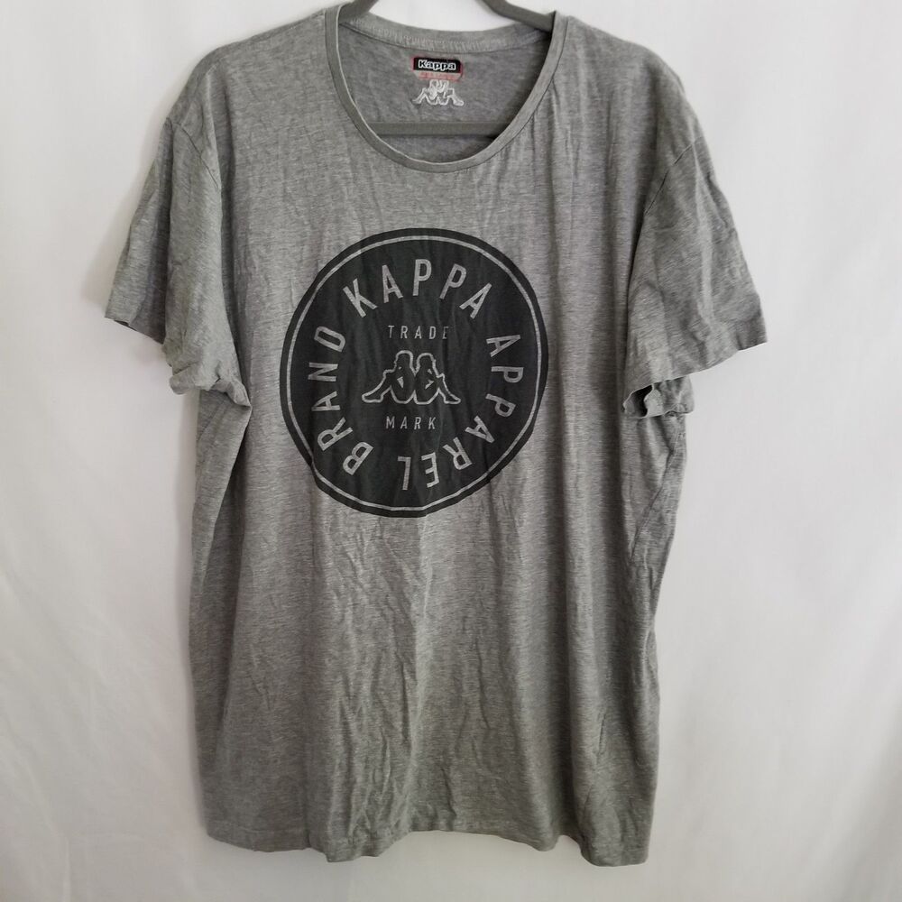 Kappa Men’s XXXL Gray Graphic Logo T-Shirt 100% Cotton Short Sleeve Casual Tee